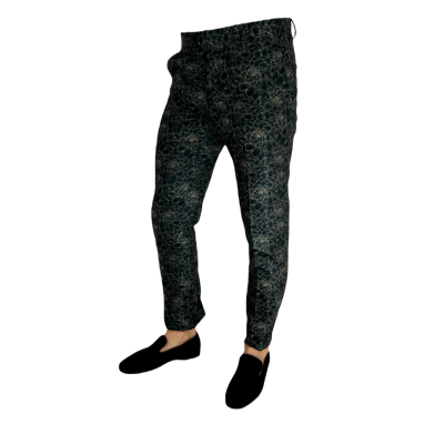 GIOVANNI PERA Spodnie męskie ekskluzywne czarne chinosy, kwiaty | Sklep GriShop.eu | Spodnie