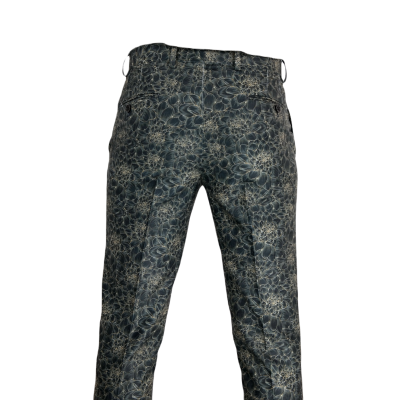 GIOVANNI PERA Spodnie męskie ekskluzywne czarne chinosy, kwiaty | Sklep GriShop.eu | Spodnie