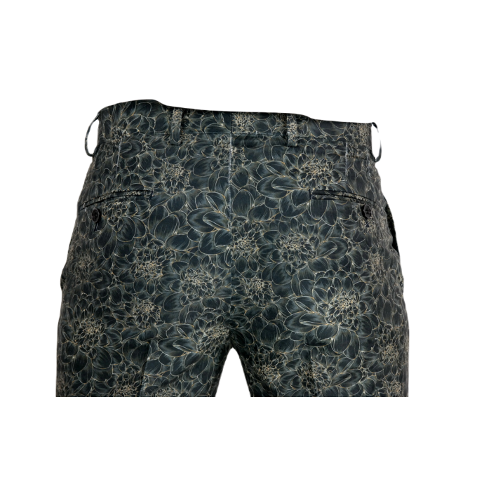 GIOVANNI PERA Spodnie męskie ekskluzywne czarne chinosy, kwiaty | Sklep GriShop.eu | Spodnie