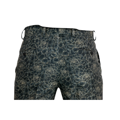 GIOVANNI PERA Spodnie męskie ekskluzywne czarne chinosy, kwiaty | Sklep GriShop.eu | Spodnie