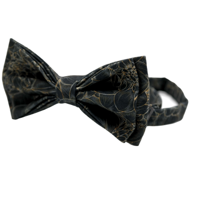 GIOVANNI PERA elegancka mucha muszka czarna grafit kwiaty | Sklep GriShop.eu | Galanteria i dodatki