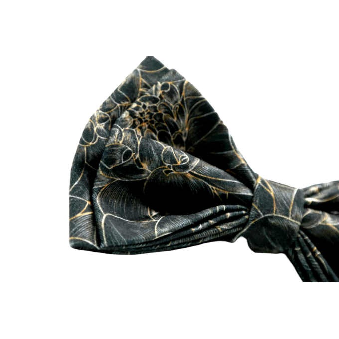 GIOVANNI PERA elegancka mucha muszka czarna grafit kwiaty | Sklep GriShop.eu | Galanteria i dodatki