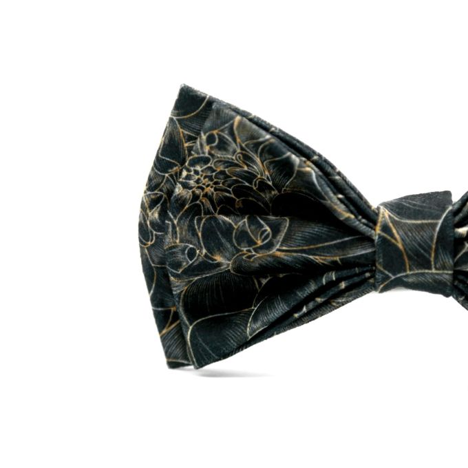 GIOVANNI PERA elegancka mucha muszka czarna grafit kwiaty | Sklep GriShop.eu | Galanteria i dodatki