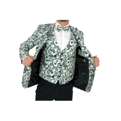 GIOVANNI PERA Garnitur męski w dolary, pieniądze banknoty na imprezę, na co dzień G605 | Sklep GriShop.eu | Garnitury