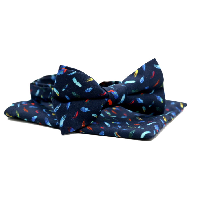 GIOVANNI PERA elegancka mucha muszka kolorowa, pióra granatowa | Sklep GriShop.eu | Galanteria i dodatki