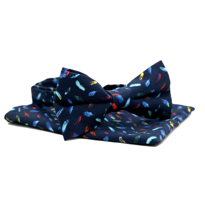 GIOVANNI PERA elegancka mucha muszka kolorowa, pióra granatowa | Sklep GriShop.eu | Galanteria i dodatki