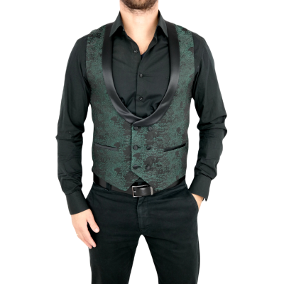 GIOVANNI PERA bezrękawnik, kamizelka męska ekskluzywna casual czarno zielona GG03 | Sklep GriShop.eu | Kamizelki