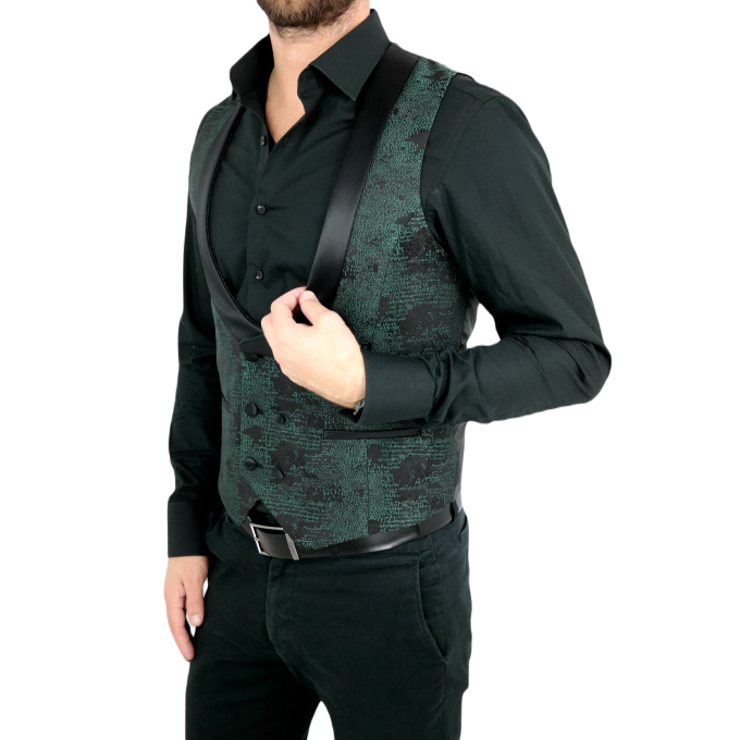 GIOVANNI PERA bezrękawnik, kamizelka męska ekskluzywna casual czarno zielona GG03 | Sklep GriShop.eu | Kamizelki