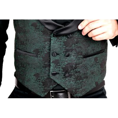 GIOVANNI PERA bezrękawnik, kamizelka męska ekskluzywna casual czarno zielona GG03 | Sklep GriShop.eu | Kamizelki