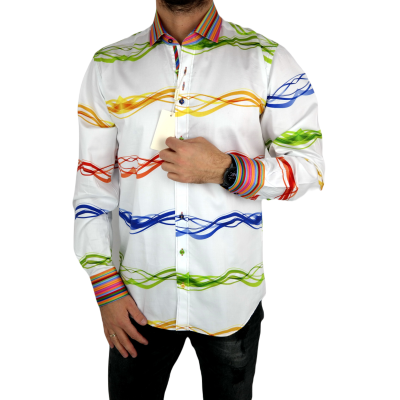 DANIEL BESSI Koszula męska fb731 biała kolorowa | Sklep GriShop.eu | Koszule