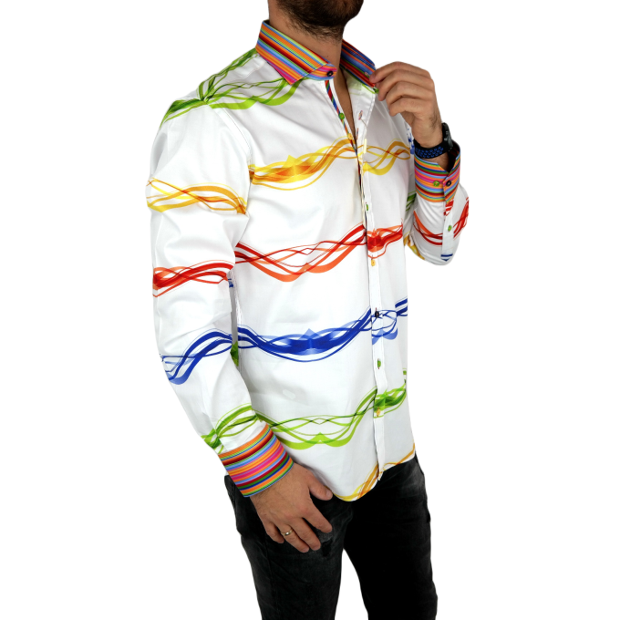 DANIEL BESSI Koszula męska fb731 biała kolorowa | Sklep GriShop.eu | Koszule