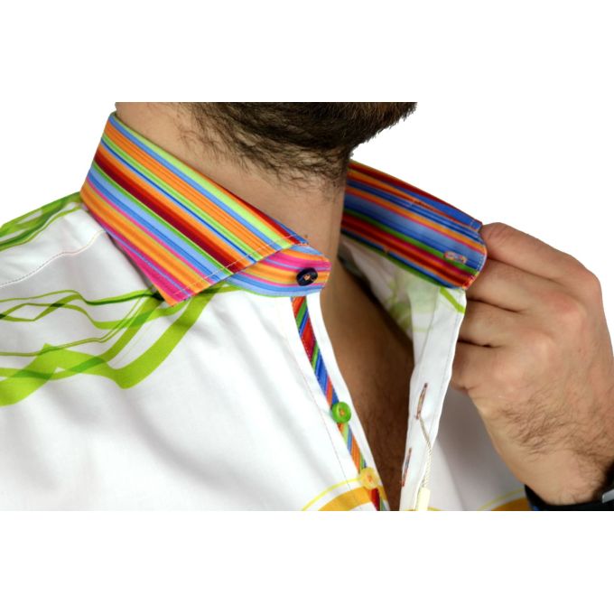 DANIEL BESSI Koszula męska fb731 biała kolorowa | Sklep GriShop.eu | Koszule