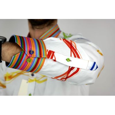 DANIEL BESSI Koszula męska fb731 biała kolorowa | Sklep GriShop.eu | Koszule