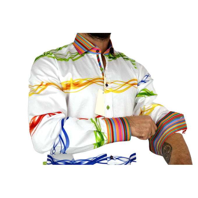 DANIEL BESSI Koszula męska fb731 biała kolorowa | Sklep GriShop.eu | Koszule