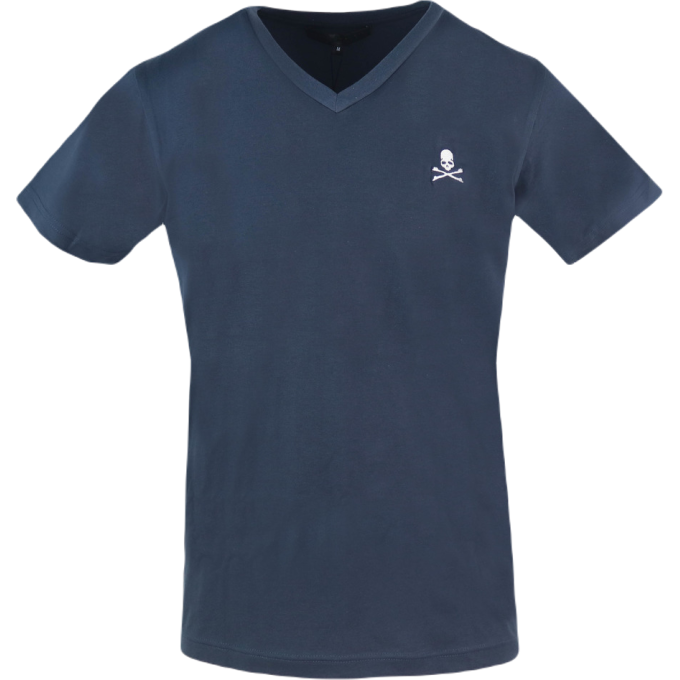 PHILIPP PLEIN T-shirt męski w serek, granatowy | Sklep GriShop.eu | Koszulki