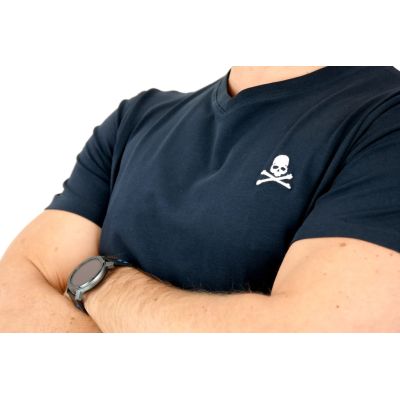 PHILIPP PLEIN T-shirt męski w serek, granatowy | Sklep GriShop.eu | Koszulki