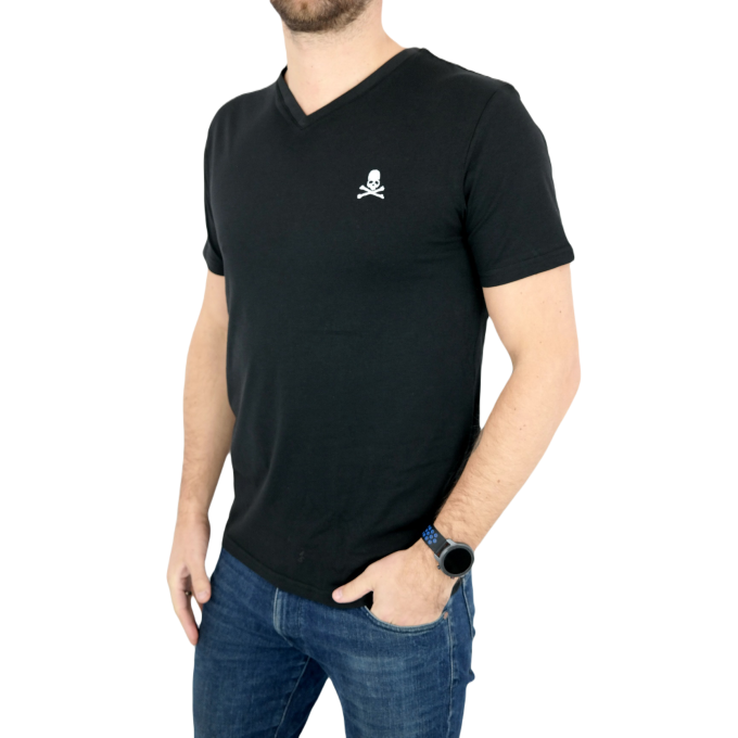 PHILIPP PLEIN T-shirt męski w serek, czarny | Sklep GriShop.eu | Koszulki