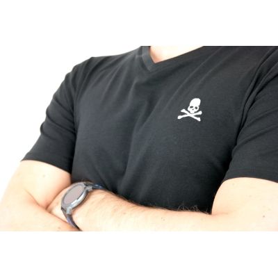 PHILIPP PLEIN T-shirt męski w serek, czarny | Sklep GriShop.eu | Koszulki