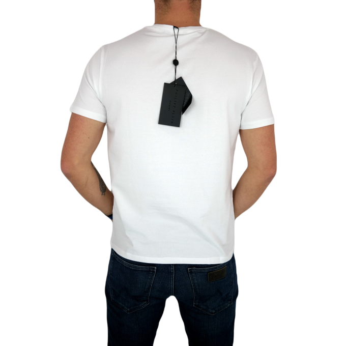 PHILIPP PLEIN T-shirt męski w serek, biały | Sklep GriShop.eu | Koszulki