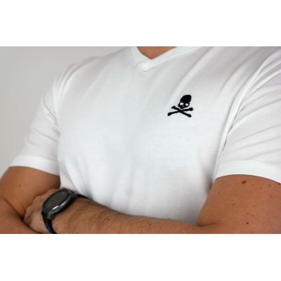 PHILIPP PLEIN T-shirt męski w serek, biały | Sklep GriShop.eu | Koszulki