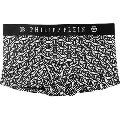 PHILIPP PLEIN Bokserki męskie dopasowane, czarne UUPB41 w logo | Grishop | Galanteria i dodatki