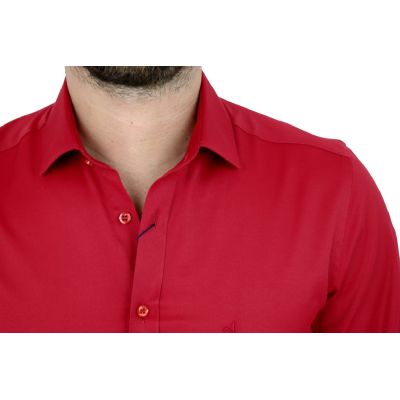 DANIEL BESSI Koszula męska fb021 czerwona, lycra | Sklep GriShop.eu | Koszule