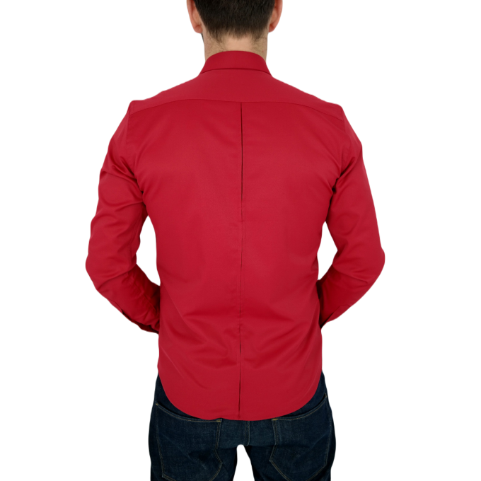 DANIEL BESSI Koszula męska fb021 czerwona, lycra | Sklep GriShop.eu | Koszule