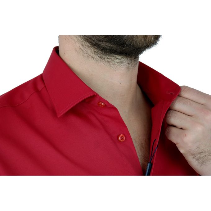 DANIEL BESSI Koszula męska fb021 czerwona, lycra | Sklep GriShop.eu | Koszule