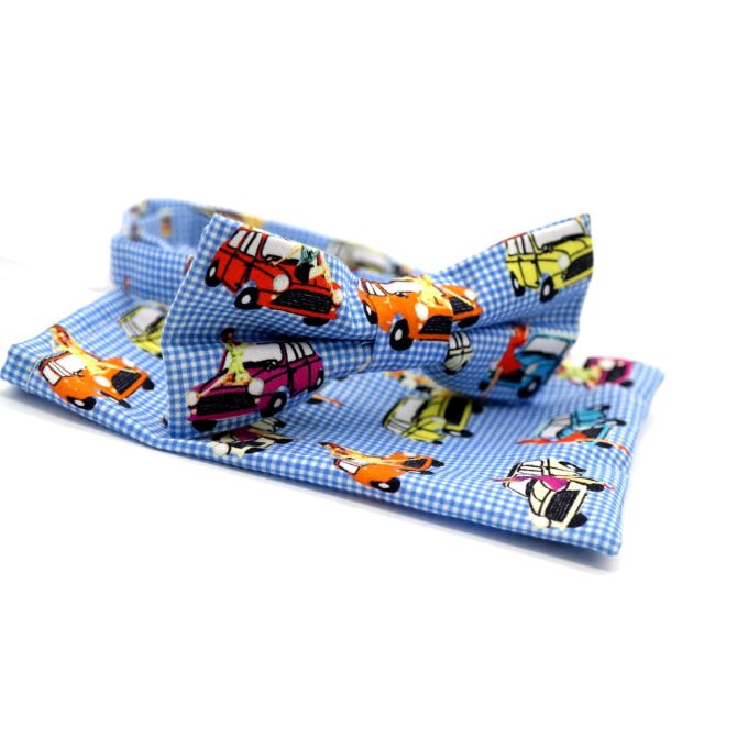 GIOVANNI PERA elegancka mucha muszka kolorowa samochody auta kratka mini | Sklep GriShop.eu | Galanteria i dodatki