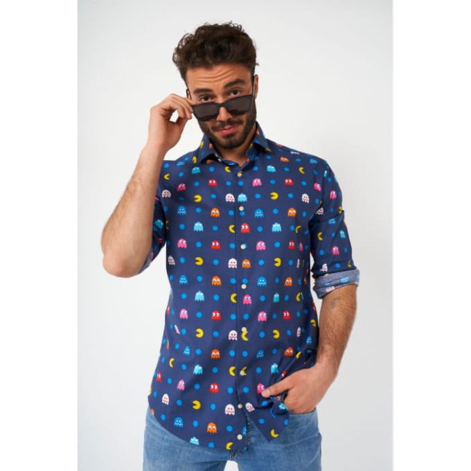OPPOSUITS Koszula męska PAC-MAN kolorowa, granatowa | Sklep GriShop.eu | Koszule