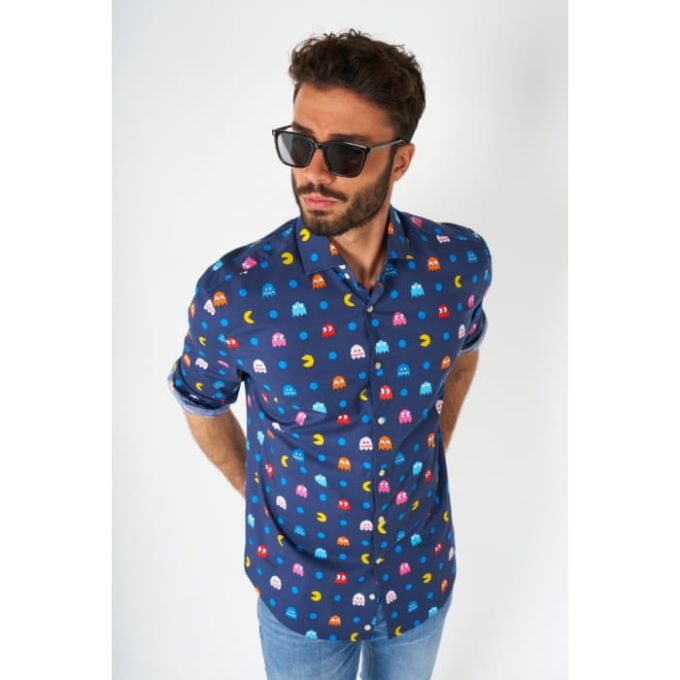 OPPOSUITS Koszula męska PAC-MAN kolorowa, granatowa | Sklep GriShop.eu | Koszule