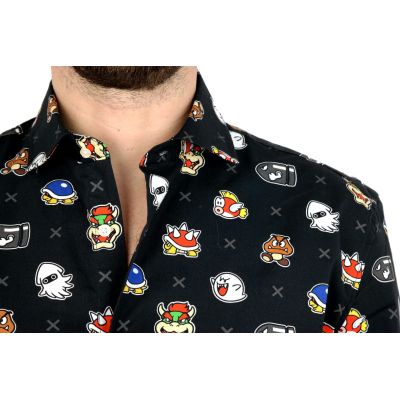 OPPOSUITS Koszula męska SUPER MARIO czarna, wesoła, gra | Sklep GriShop.eu | Koszule