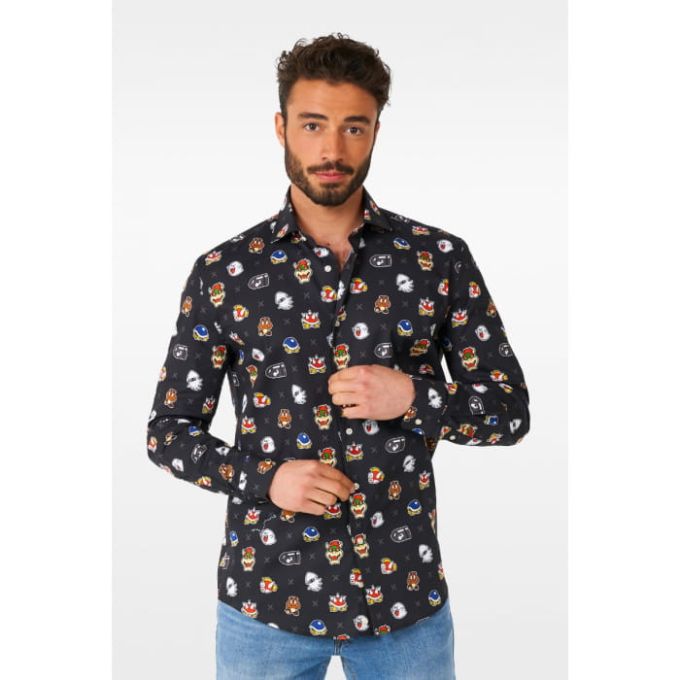 OPPOSUITS Koszula męska SUPER MARIO czarna, wesoła, gra | Sklep GriShop.eu | Koszule
