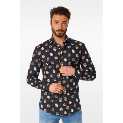 OPPOSUITS Koszula męska SUPER MARIO czarna, wesoła, gra | Sklep GriShop.eu | Koszule