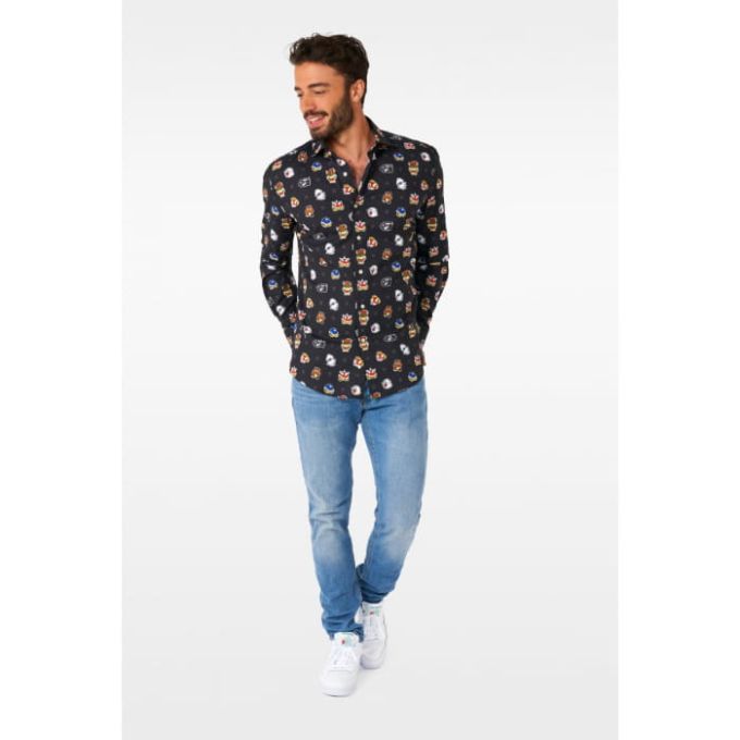 OPPOSUITS Koszula męska SUPER MARIO czarna, wesoła, gra | Sklep GriShop.eu | Koszule