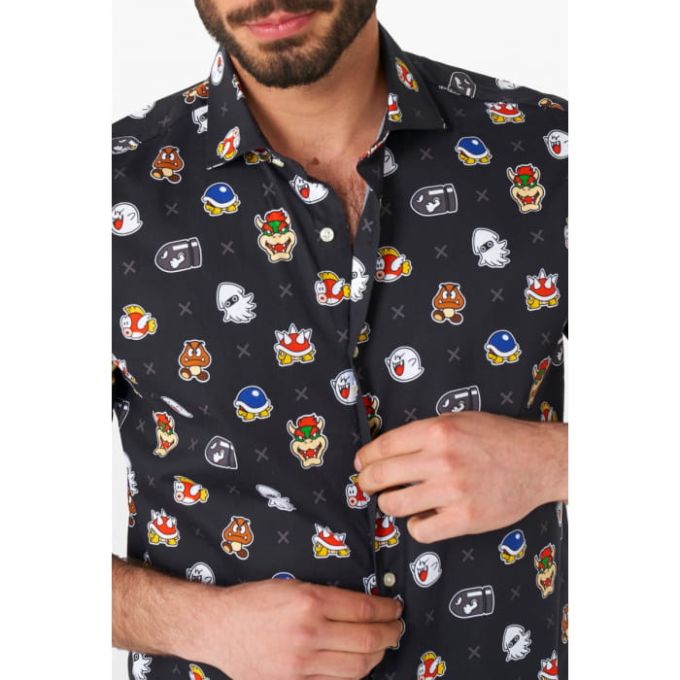 OPPOSUITS Koszula męska SUPER MARIO czarna, wesoła, gra | Sklep GriShop.eu | Koszule