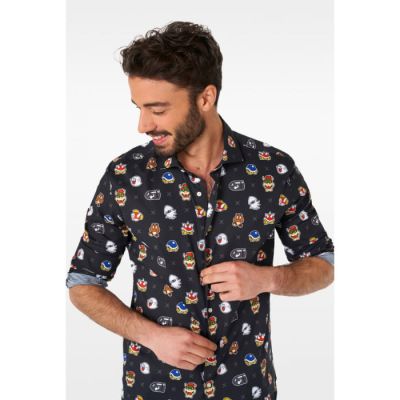 OPPOSUITS Koszula męska SUPER MARIO czarna, wesoła, gra | Sklep GriShop.eu | Koszule