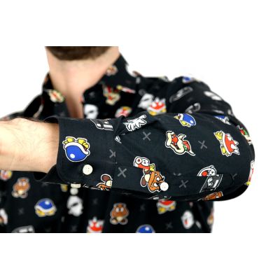 OPPOSUITS Koszula męska SUPER MARIO czarna, wesoła, gra | Sklep GriShop.eu | Koszule