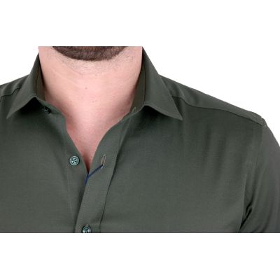 DANIEL BESSI Koszula męska fb022 khaki, lycra | Sklep GriShop.eu | Koszule
