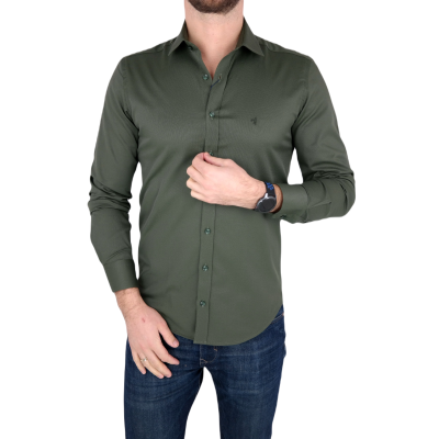 DANIEL BESSI Koszula męska fb022 khaki, lycra | Sklep GriShop.eu | Koszule