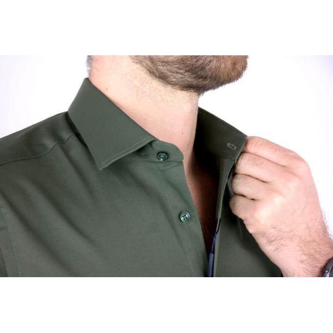 DANIEL BESSI Koszula męska fb022 khaki, lycra | Sklep GriShop.eu | Koszule