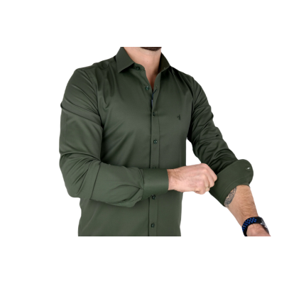 DANIEL BESSI Koszula męska fb022 khaki, lycra | Sklep GriShop.eu | Koszule