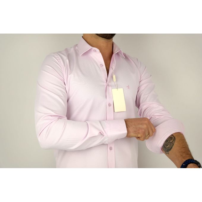 DANIEL BESSI Koszula męska fb017L jasny róż, lycra | Sklep GriShop.eu | Koszule