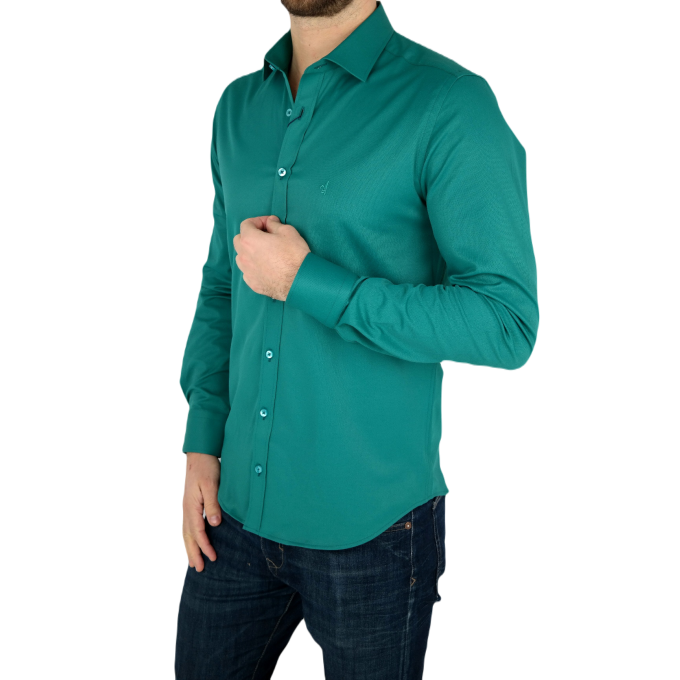 DANIEL BESSI Koszula męska fb023 zielona, lycra | Sklep GriShop.eu | Koszule