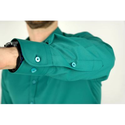 DANIEL BESSI Koszula męska fb023 zielona, lycra | Sklep GriShop.eu | Koszule