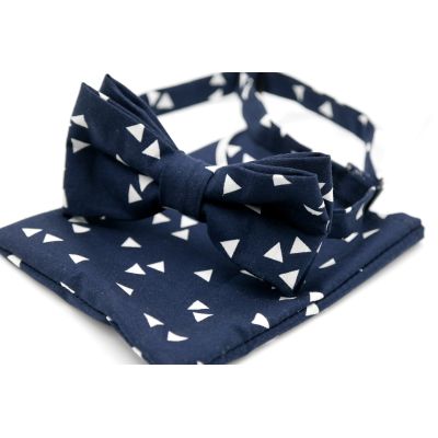 GIOVANNI PERA elegancka mucha muszka granatowa w trójkąty | Sklep GriShop.eu | Muszki