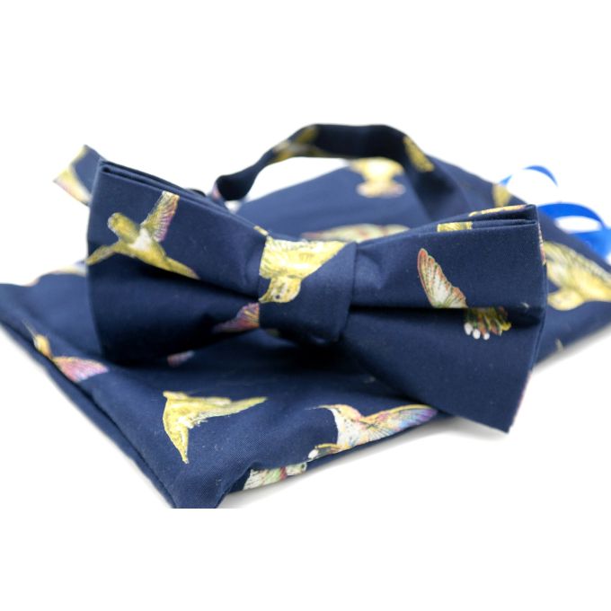 GIOVANNI PERA elegancka mucha muszka granatowa w ptaki | Sklep GriShop.eu | Muszki