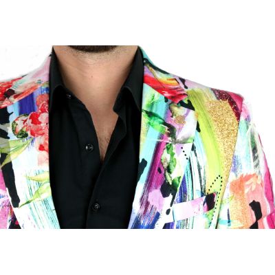 MARCO MILANO Marynarka męska M13 kolorowa w pasy, kwiatki wesoła | Sklep GriShop.eu | Marynarki