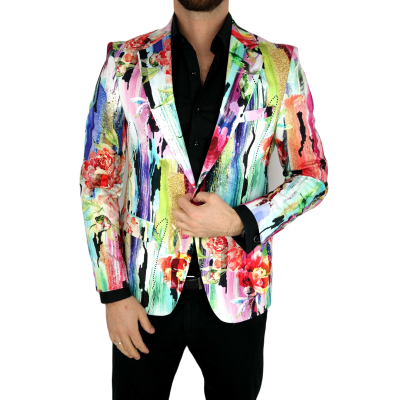 MARCO MILANO Marynarka męska M13 kolorowa w pasy, kwiatki wesoła | Sklep GriShop.eu | Marynarki