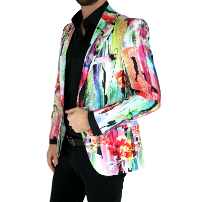 MARCO MILANO Marynarka męska M13 kolorowa w pasy, kwiatki wesoła | Sklep GriShop.eu | Marynarki